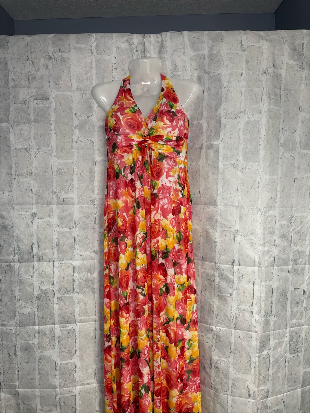 Cache Floral Halter Dress in Pink, Yellow & Green NWT